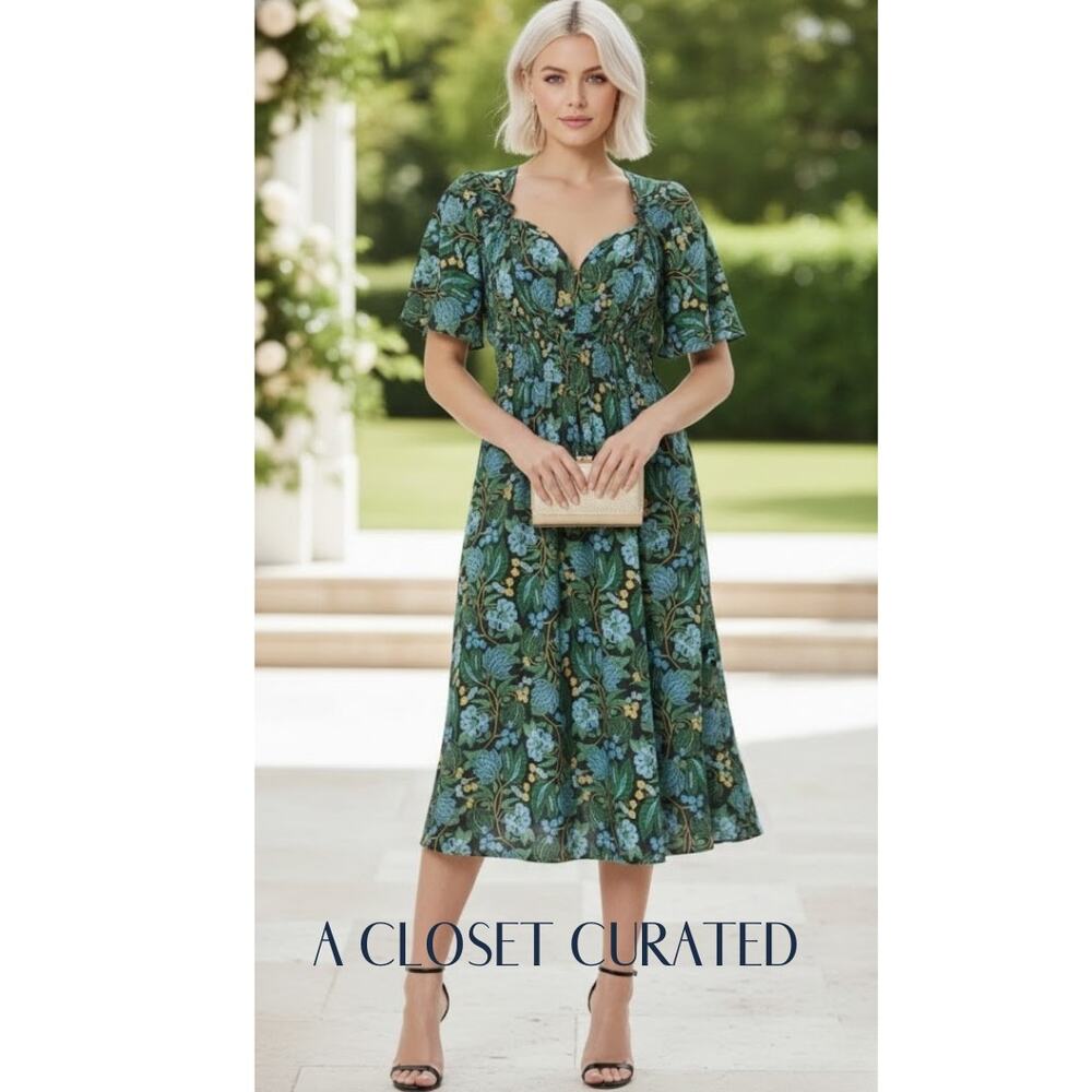 R.G. Kane Christy Midi Dress Large Green NWT